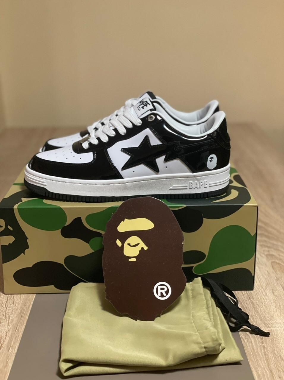 A Bathing Ape 'Bape Sta Patent Leather black and white' 44 размер