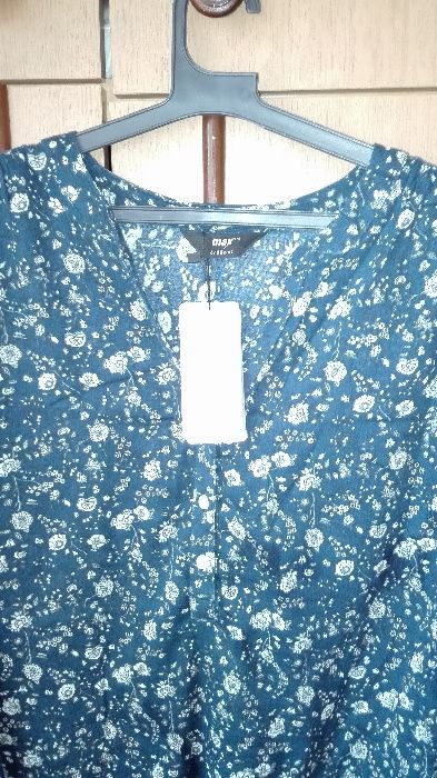 Нова памучна индийска риза в сиво-син цвят с етикет