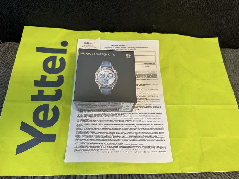 ЗАПЕЧАТАН 46mm Huawei Watch GT 5 Yettel Гаранция 2027 г. Blue gt5