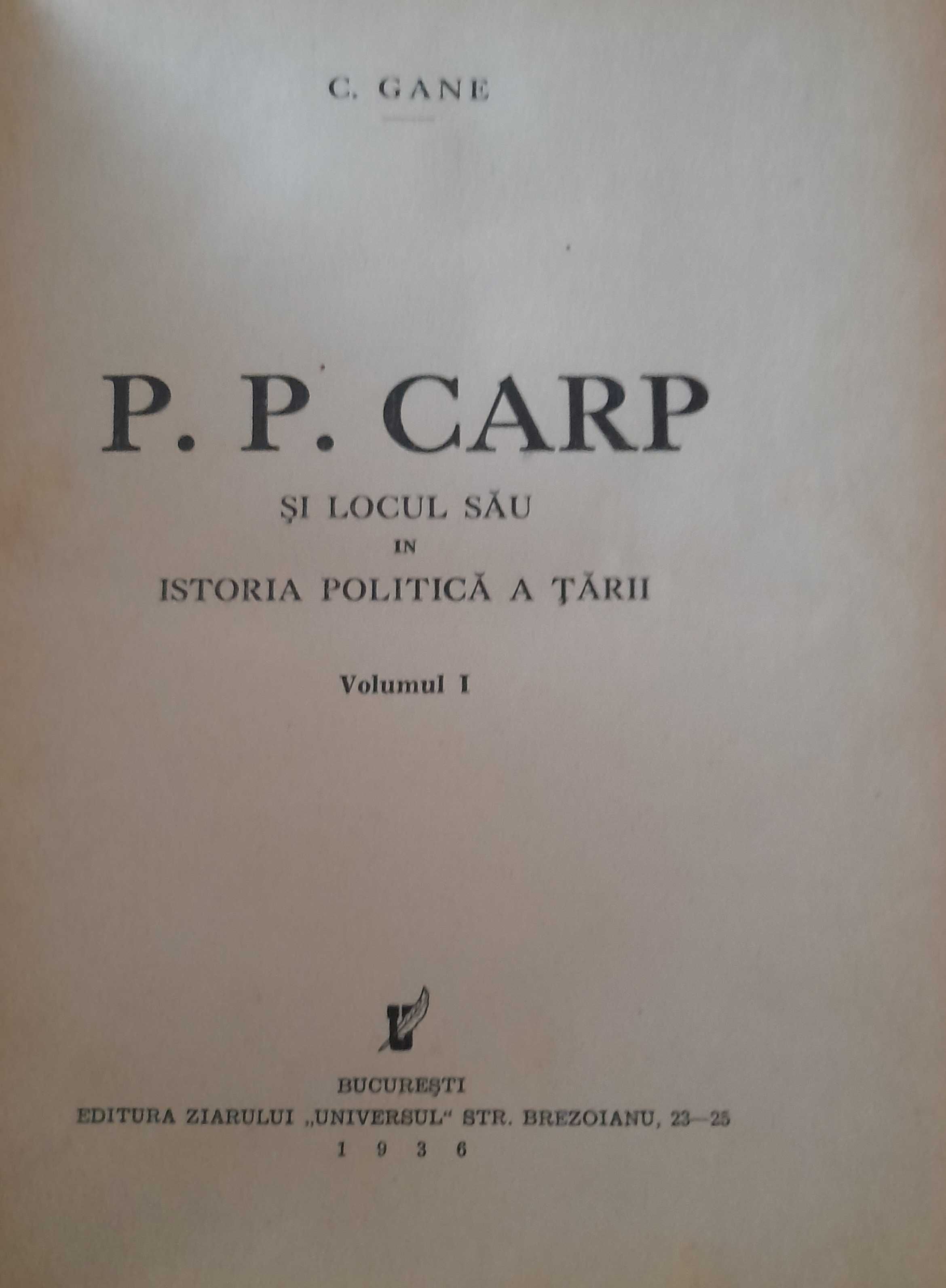 P.P. CARP si locul sau in istoria politica a tarii