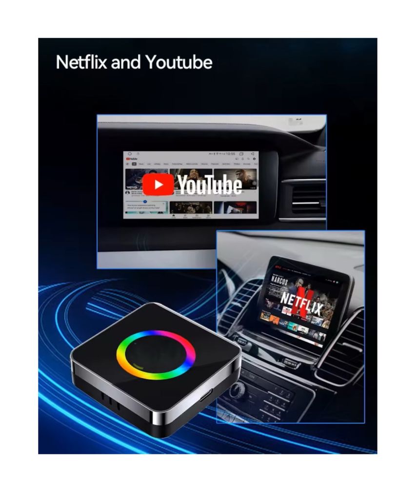 Adaptor wireless CarPlay & Android Auto, Youtube 4GB+64GB