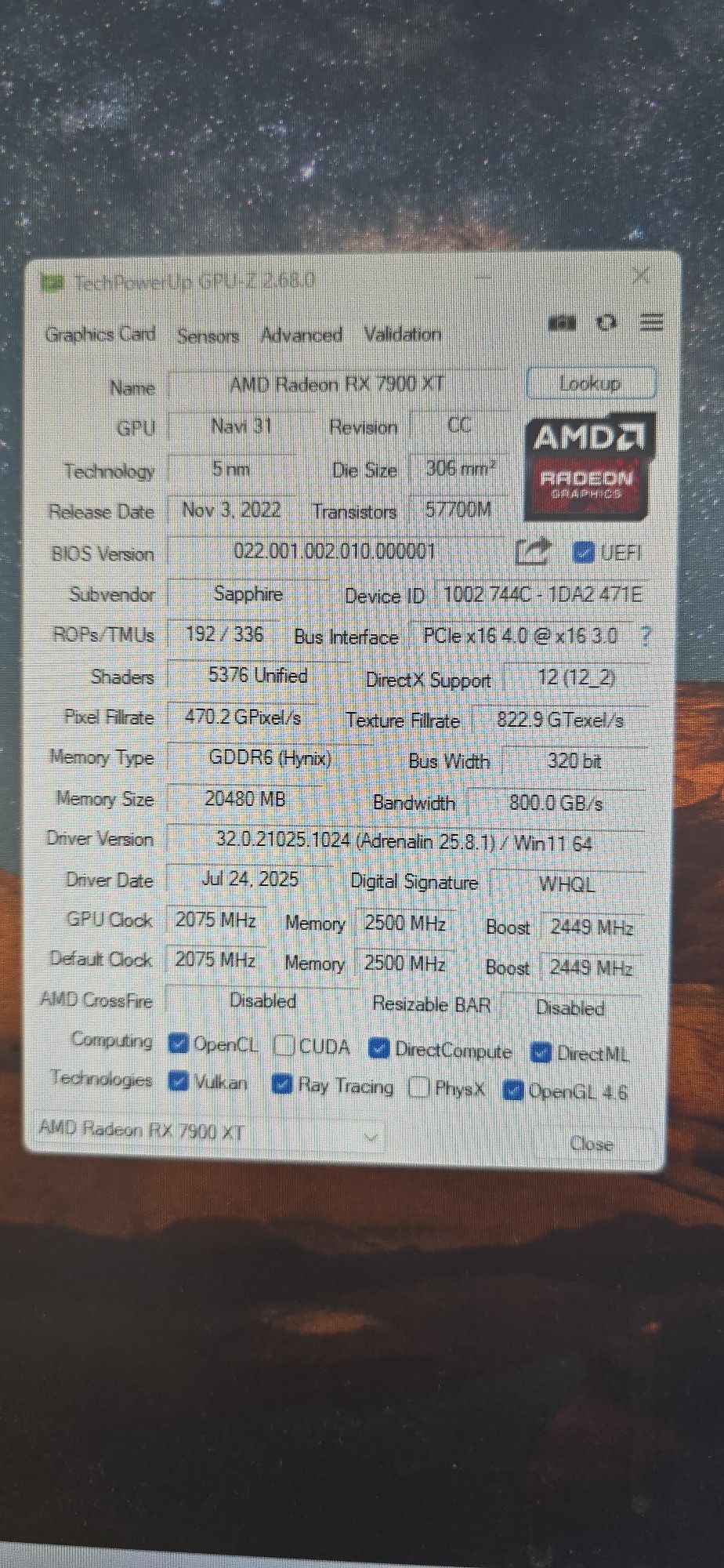 Видео карта Sapphire Pulse AMD RX 7900 XT, 20GB GDDR6