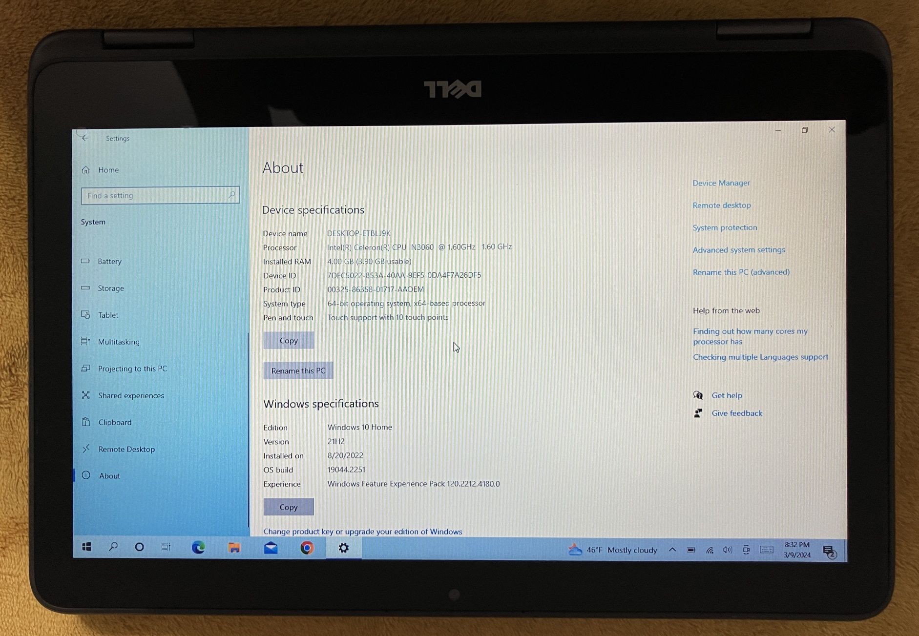 Vand/schimb notebook cu touchscreen DELL, model P25T001
