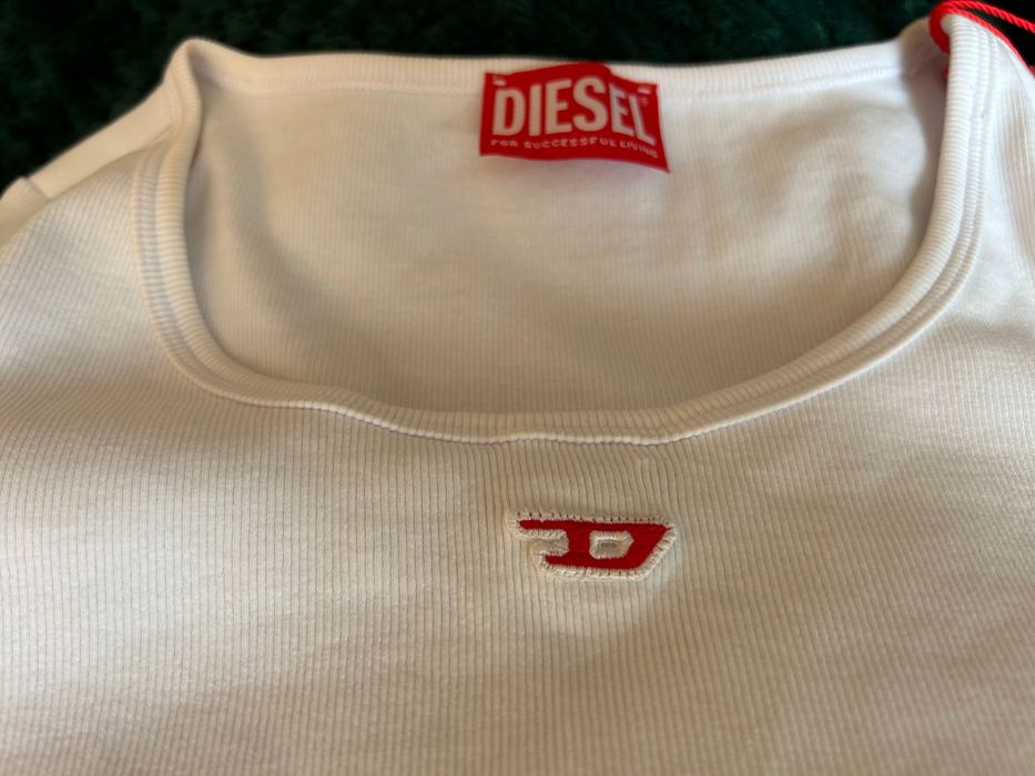 Diesel бяла блуза/топ с дълъг ръкав чисто нова, с етикет