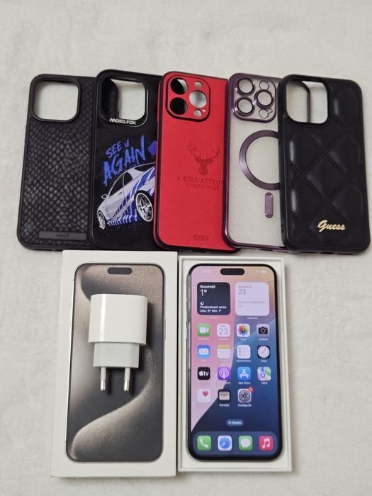 Iphone 15 pro max 256GB  baterie 90% ca nou Full box