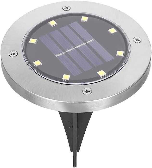 Set 4 spoturi solare LED pentru grădină, lumina caldă, 8 Leduri