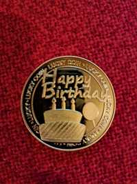 Уникална позлатена монета с пожелание Честит Рожден Ден