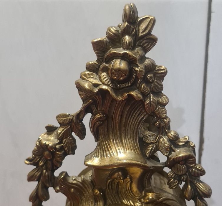 Италиански Бронзов Каминен Часовник Lancini