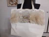 Чанта голяма с естествен косъм лисица