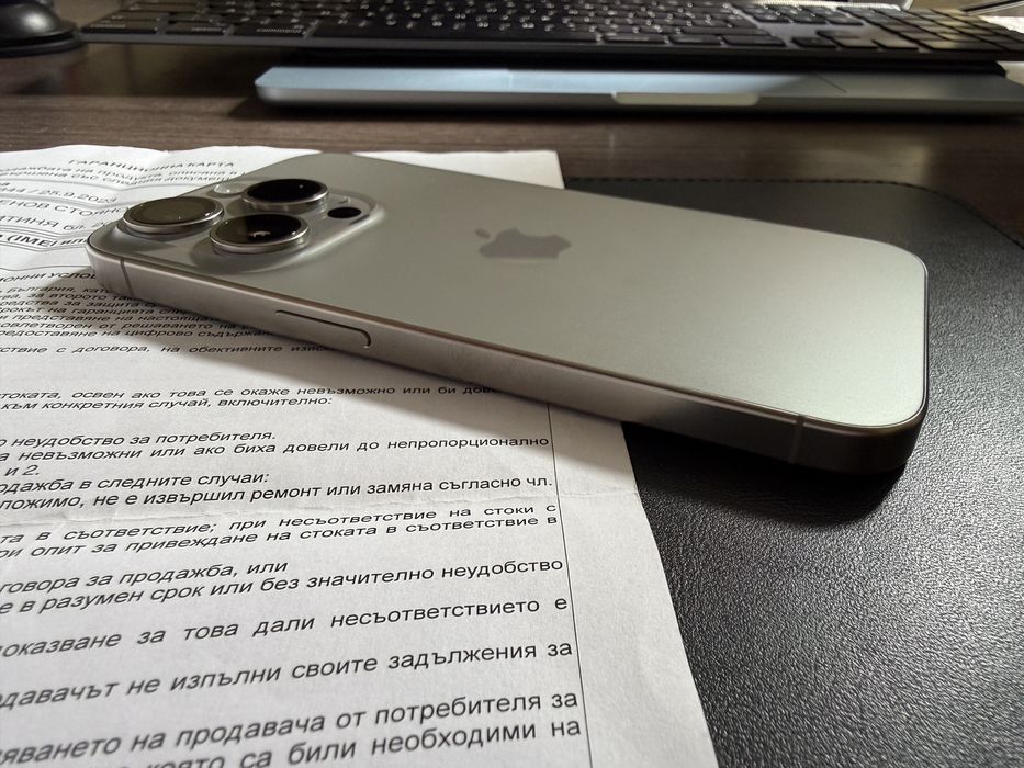 iPhone 15 Pro 256GB, гаранция Yettel до 09.2026, БЕЗУПРЕЧЕН !