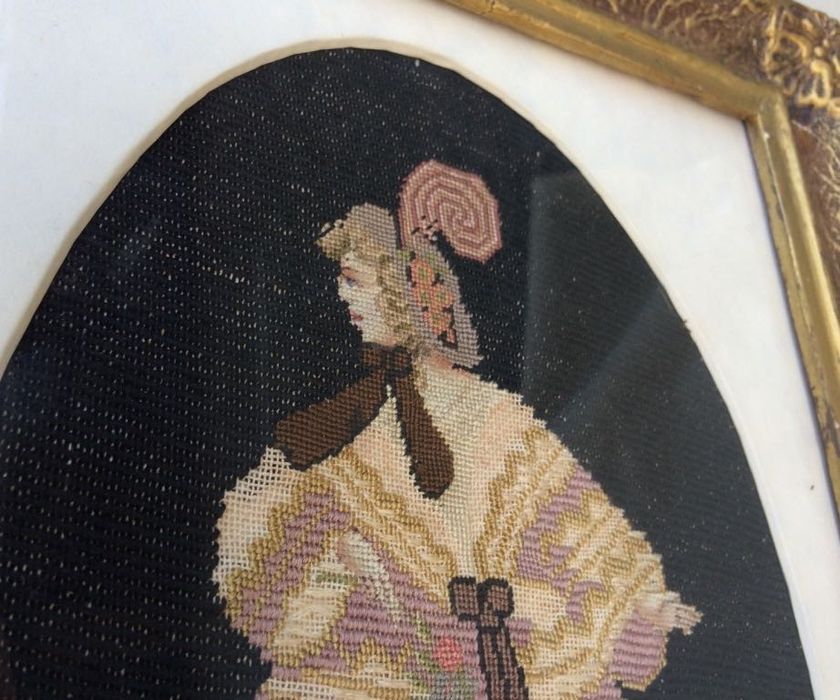 Tablou Goblen CONTESA Unicat Perioda Victoriana Lucrat Manual Pas Mic