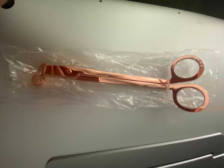 Foarfeca pentru taiat fitilele lumânărilor, nou, inox, gold rose