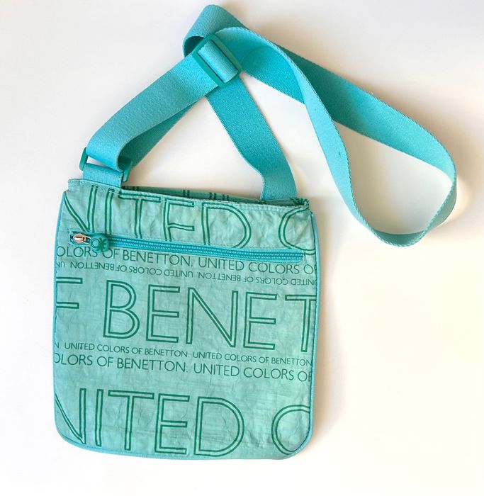 Benetton малка текстилна чанта в светло зелен цвят