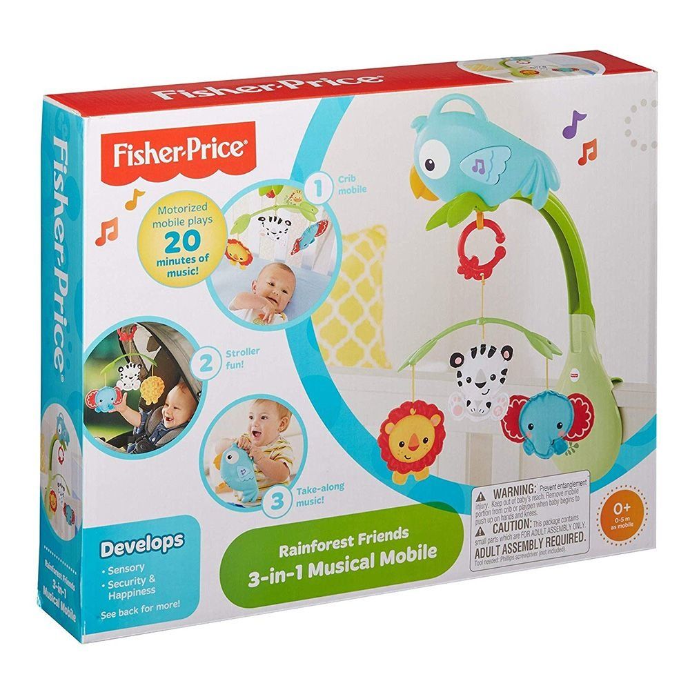 Fisher Price, Музикална въртележка за легло и количка, 3 в 1