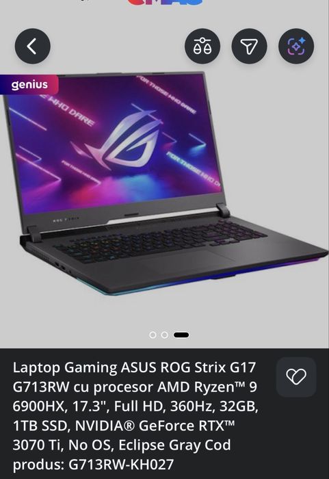Vand urgent ! Asus ROG STRIX G17(G713RW) ! Negociabil !
