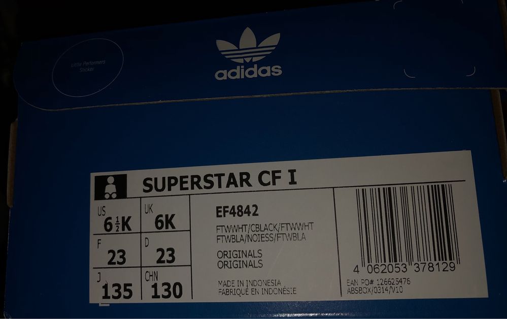Pantofi piele Adidas Superstar Cf I EF4842, marimea 23