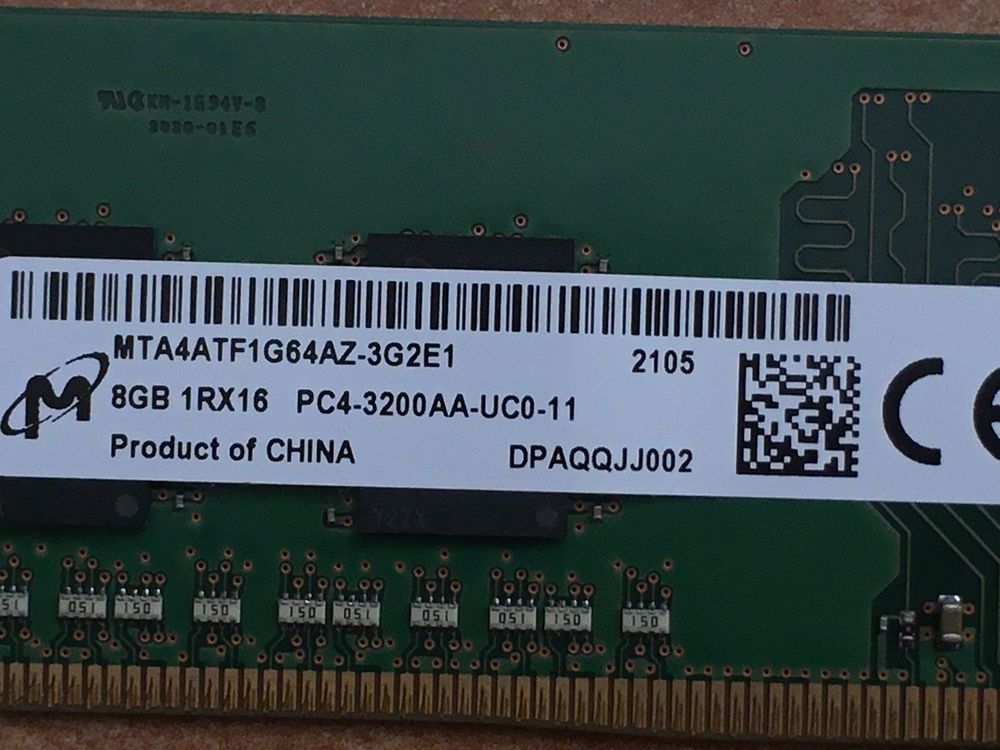 16 GB DDR4 Micron 3200mhz cl22