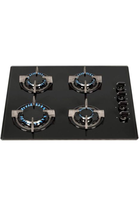 Plita SIA de sticla pe gaz cu 4 ochiuri neagra