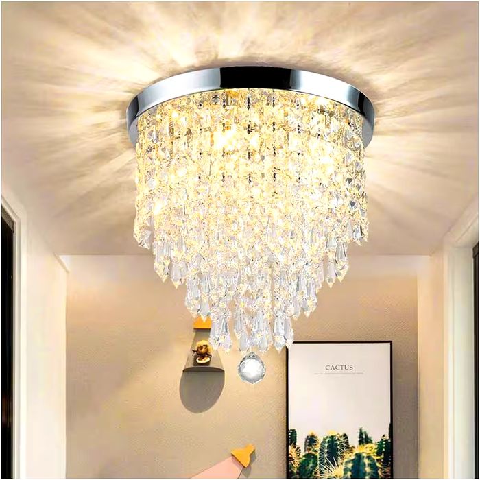 Plafoniera candelabru din cristal din oțel inoxidabil