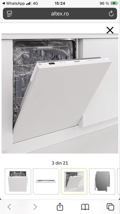 Masina de spalat vase incorporabila Indesit , push& go,14 seturi.