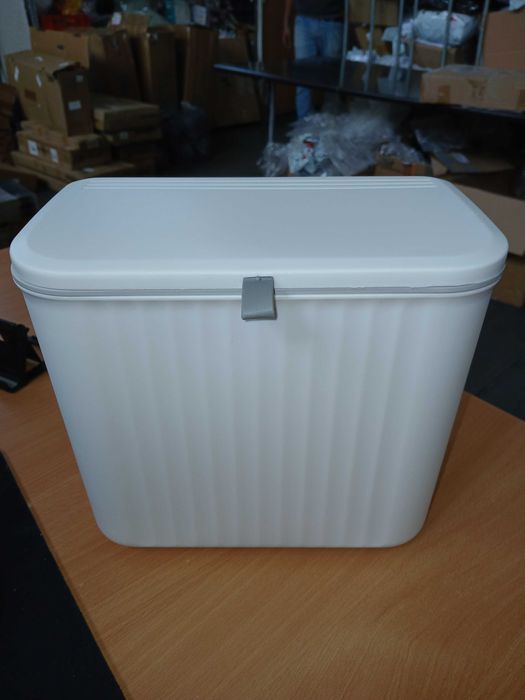 Cos de Gunoi 7L, cu Capac Glisant, Montare Perete, Alb