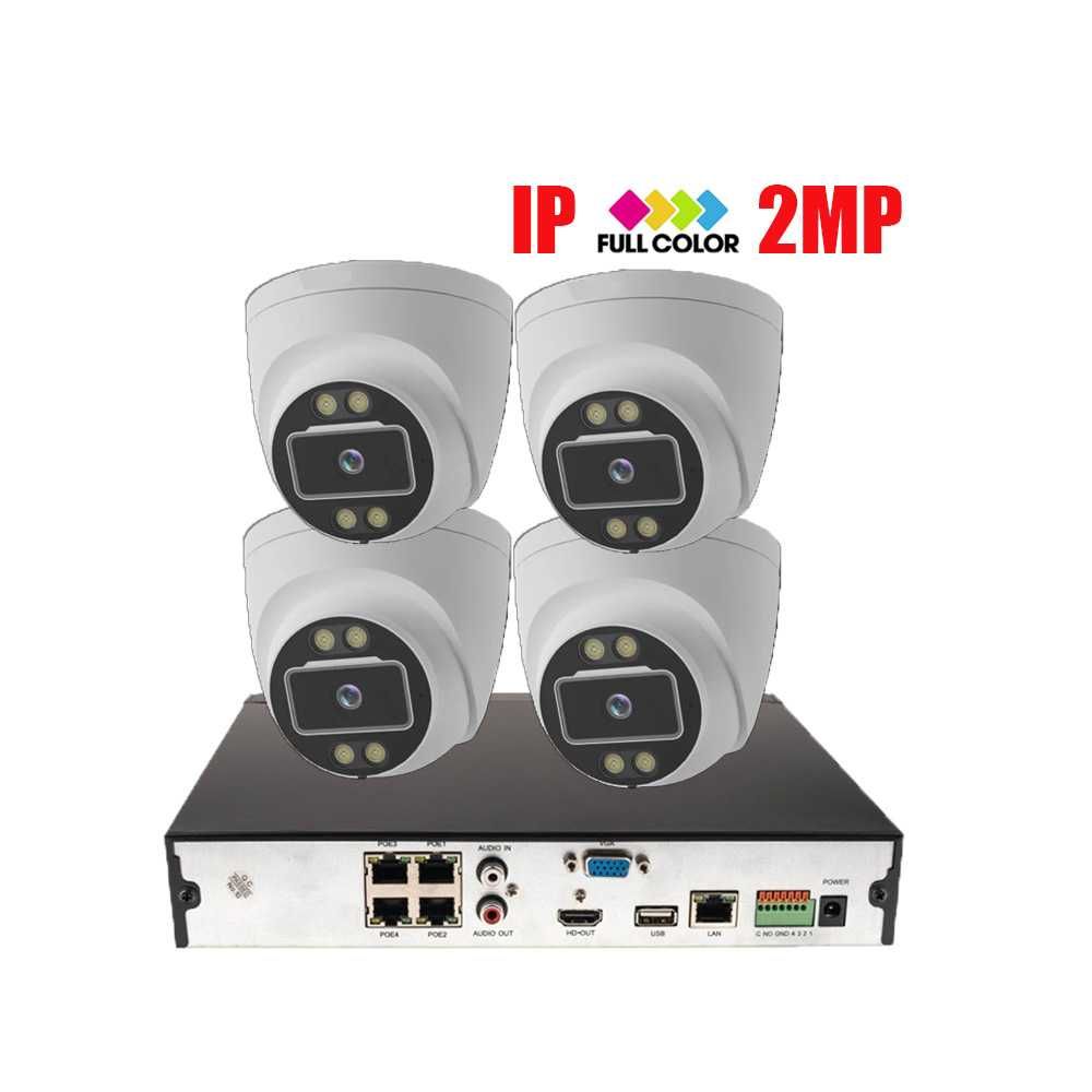 IP СИСТЕМА за Видеонаблюдение с 4 Камери 2MP и 4 Канален PoE NVR