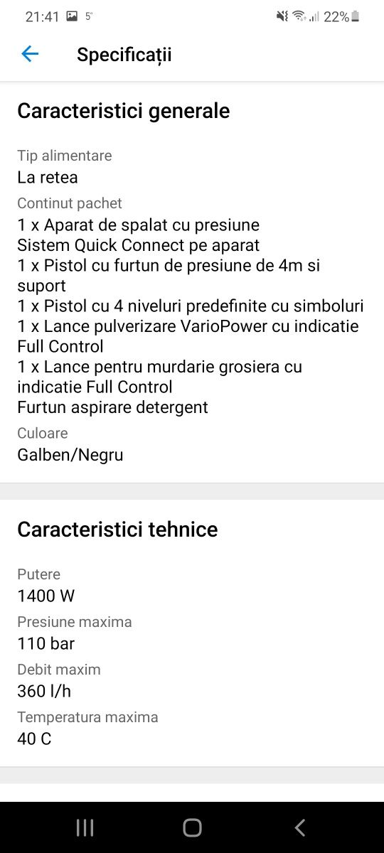 Aparat Karcher K2 1400w .110 bar stare foarte bună.