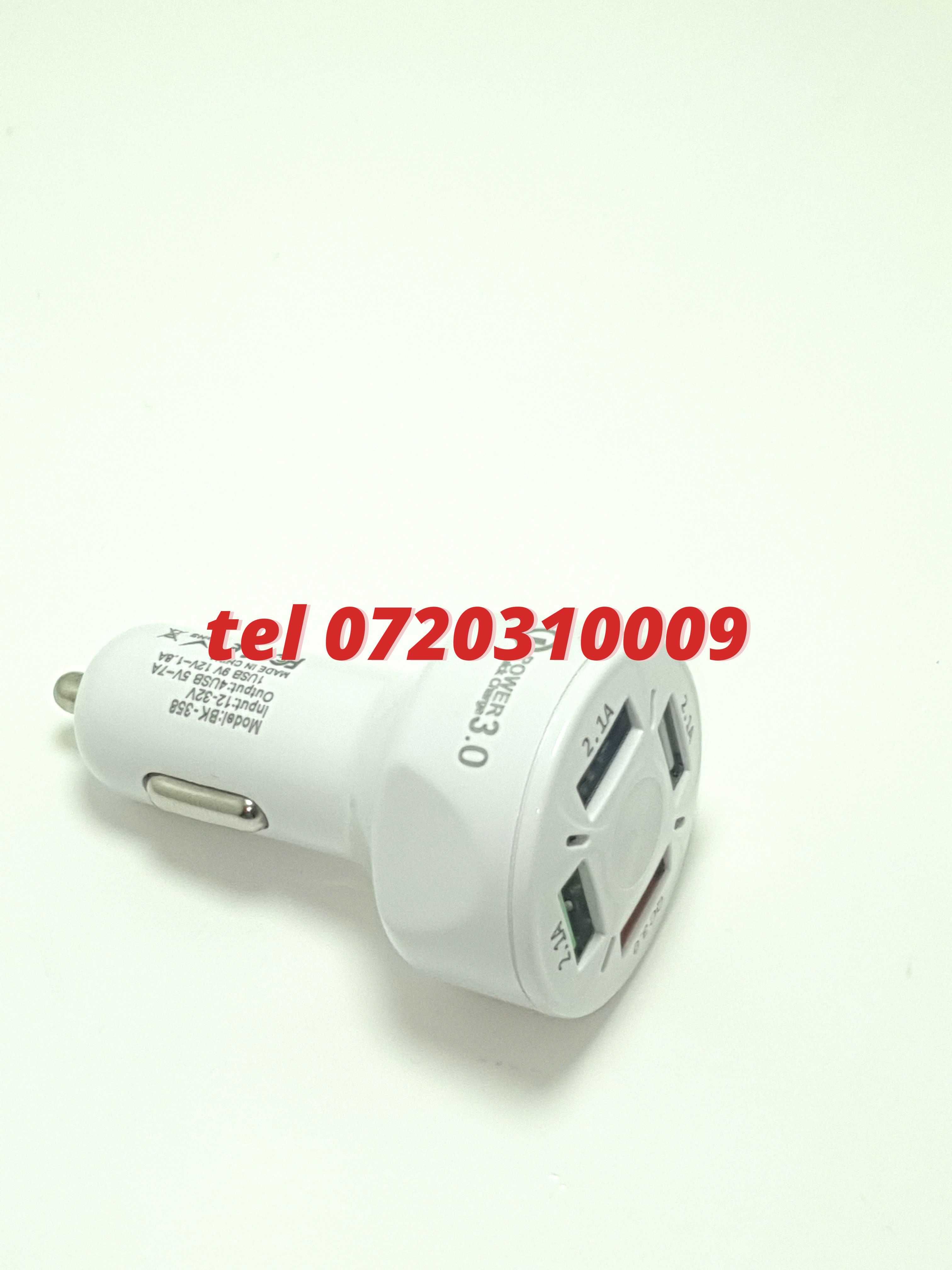 Incarcator Masina Auto 4 Porturi Bricheta Usb Qc Incarcare Rapida