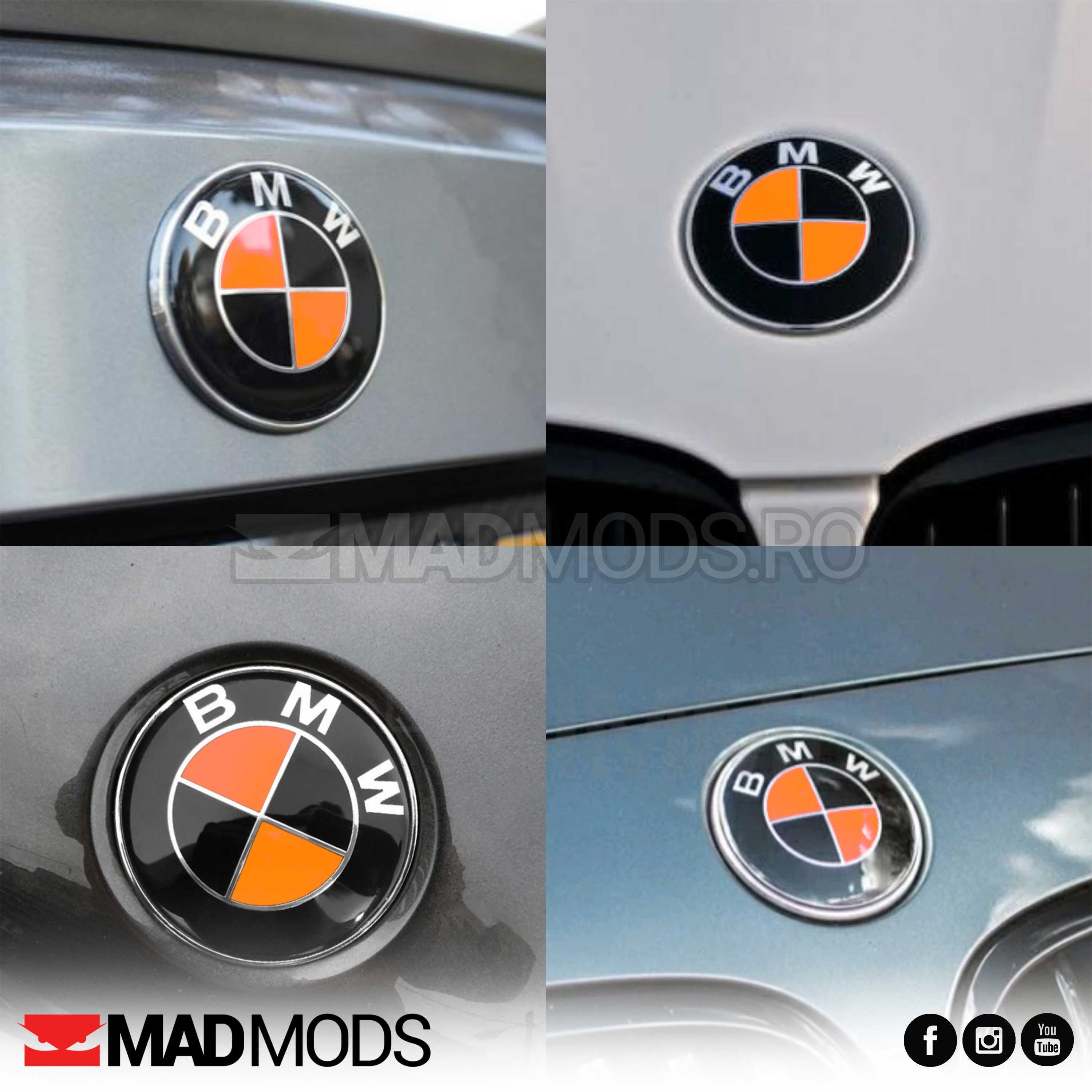 Set Stickere Embleme Negru Portocaliu BMW Seria 1 2 3 4 5 6 7 8 X i M