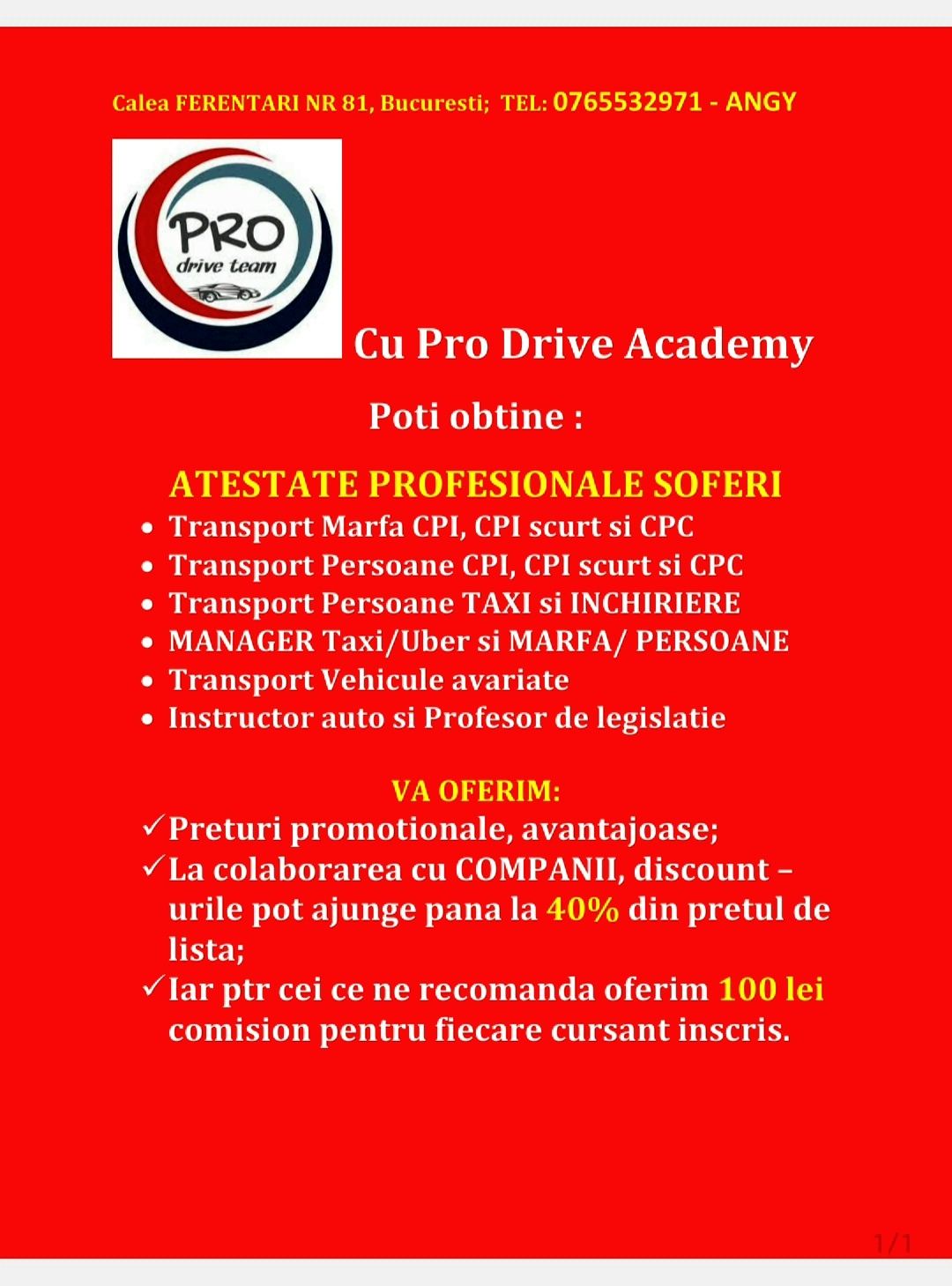 Atestate profesionale soferi sector 1, 2, 3, 4, 5, 6, preț- de la 150