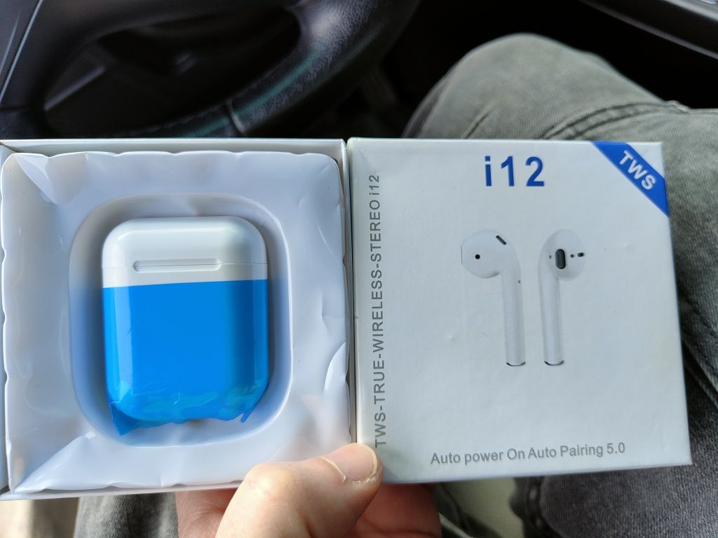 Căști i12 Bluetooth 5.0 cu microfon compatibile cu iPhone și Android