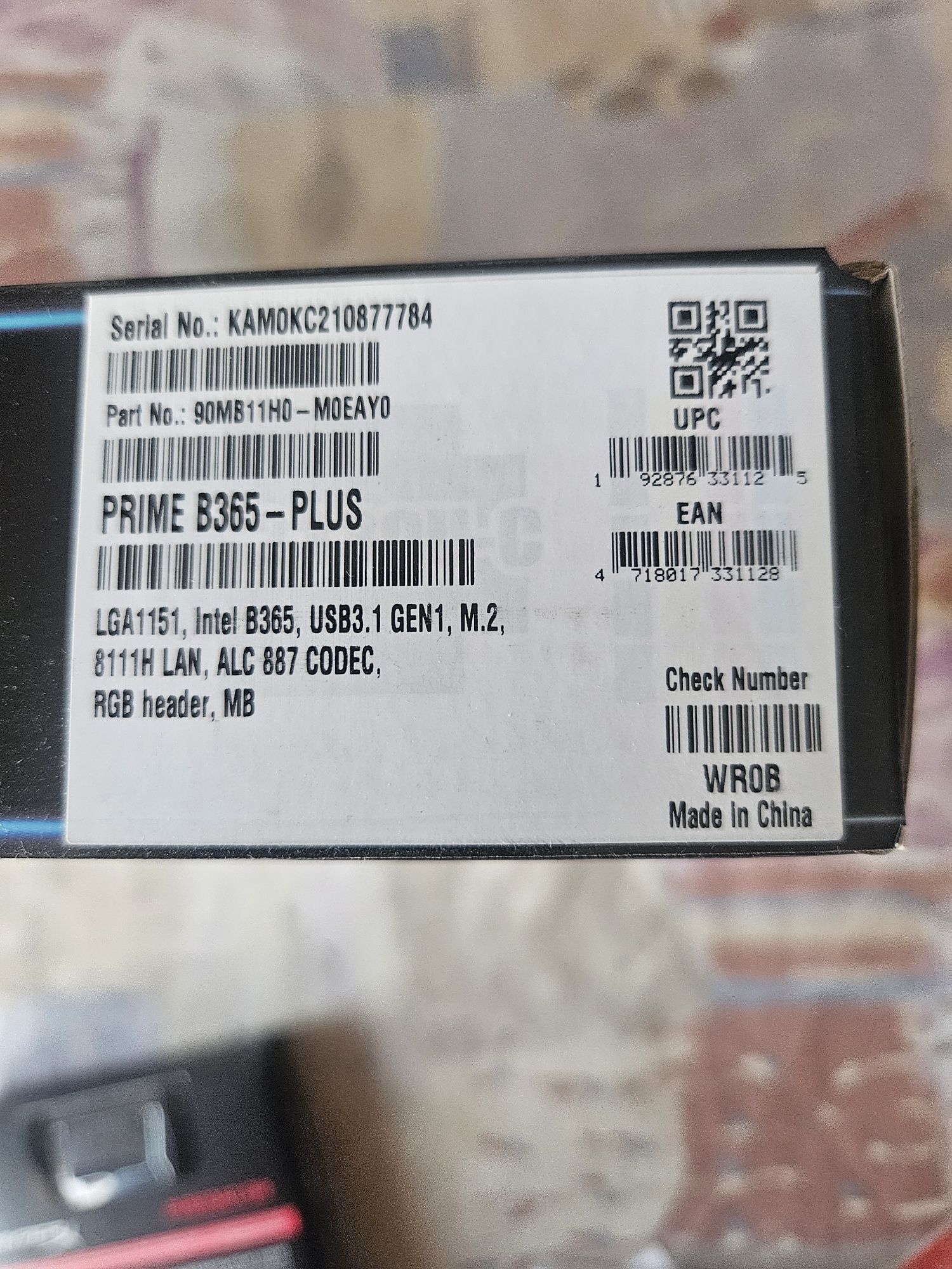 Дънна платка ASUS PRIME B 365 PLUS