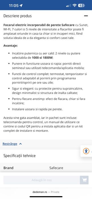 Vând șemineu electric NOU in cutie!