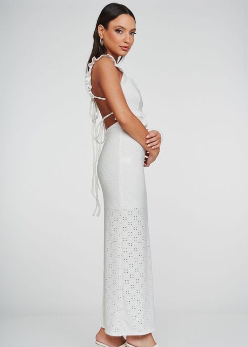 Бяла дълга лятна рокля