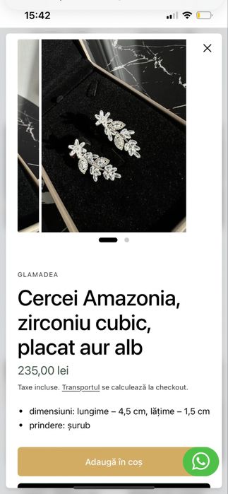 Cercei placati cu aur, zirconiu cubic mireasa