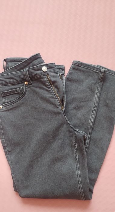 Blugi skinny, talie înaltă, H&m, gri închis, mărimea 42