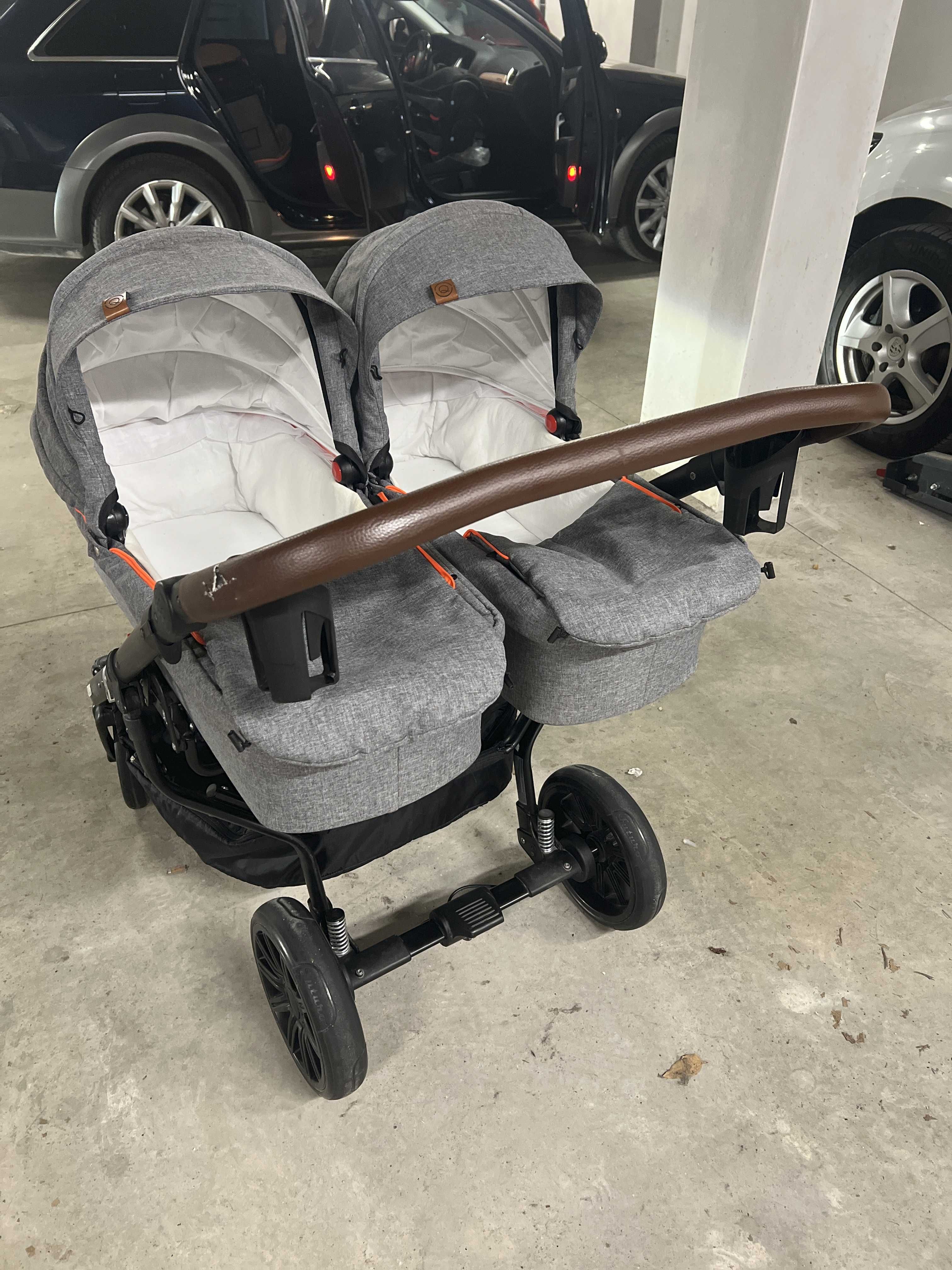 Комбинирана количка за близнаци 3в1 Dorjan - Quick Twin, светлосива
