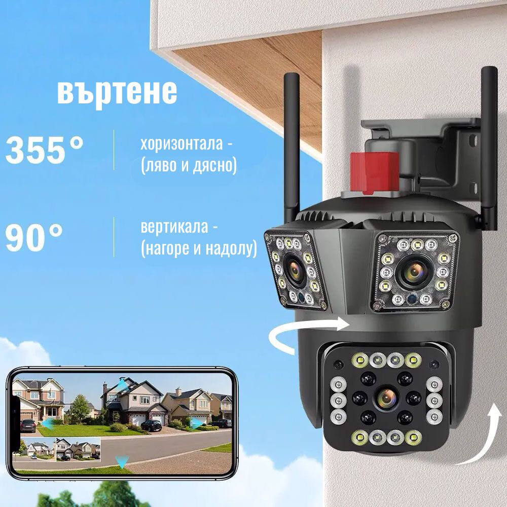 Камера за видеонаблюдение тройна plug in WI-FI / 4G -12MP