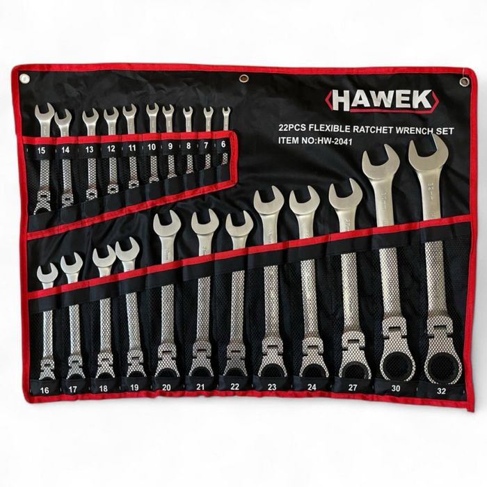 Звездогаечни Тресчотни Ключове  с ЧУПЕЩО РАМО 6-32 ММ 22 Части HAWEK