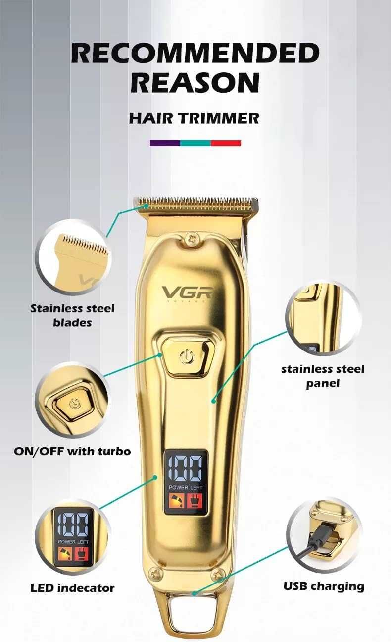 Maшинка за подстригване VGR 965, Дисплей, 4 Приставки, 5W, 600mAh