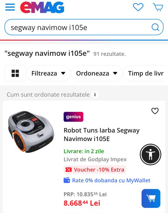 Robot tuns iarba / Masina Gazon / NOUA / Sigilata /Navimow i105 Segway