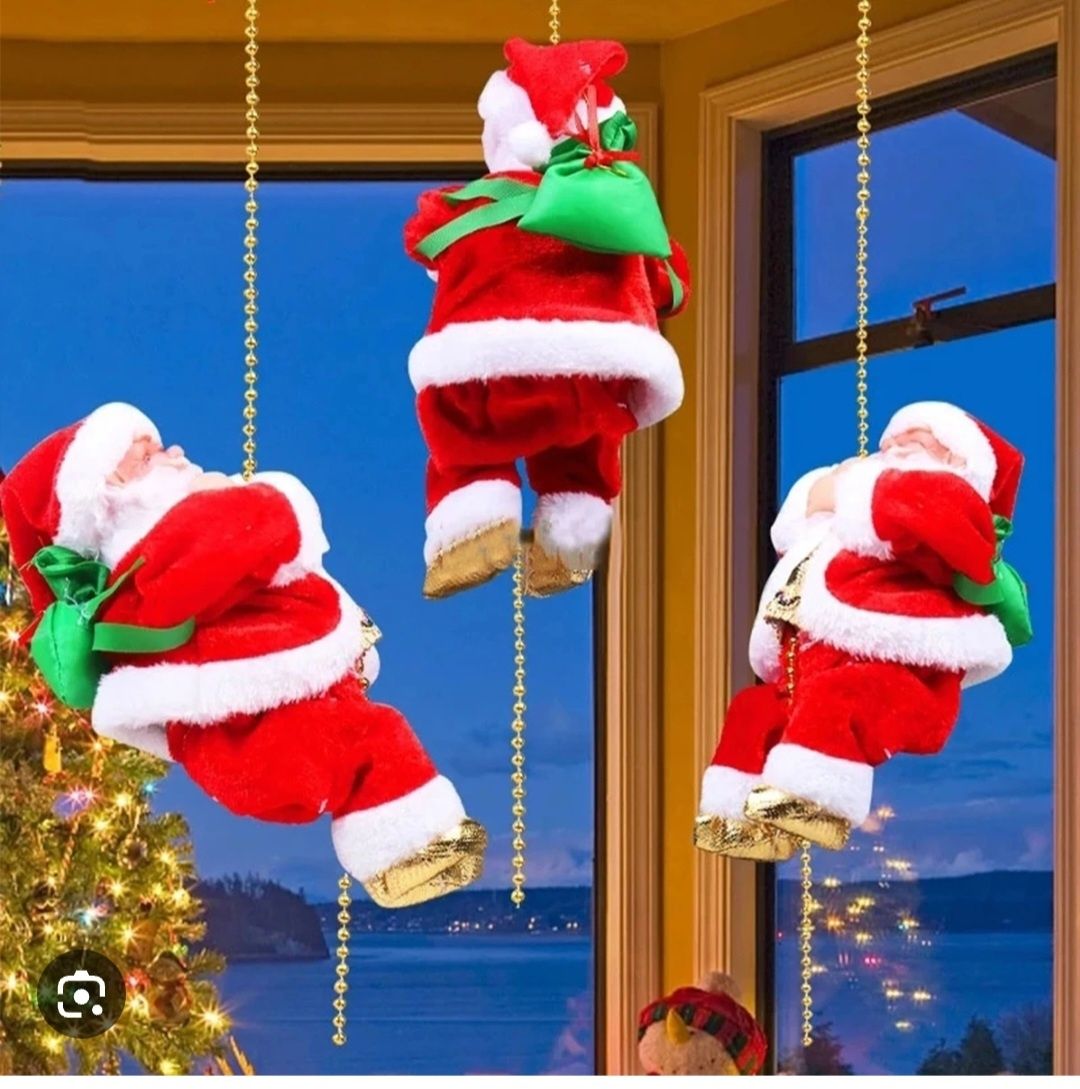 Дед мороз музыкальный на веревке Санта Клаус