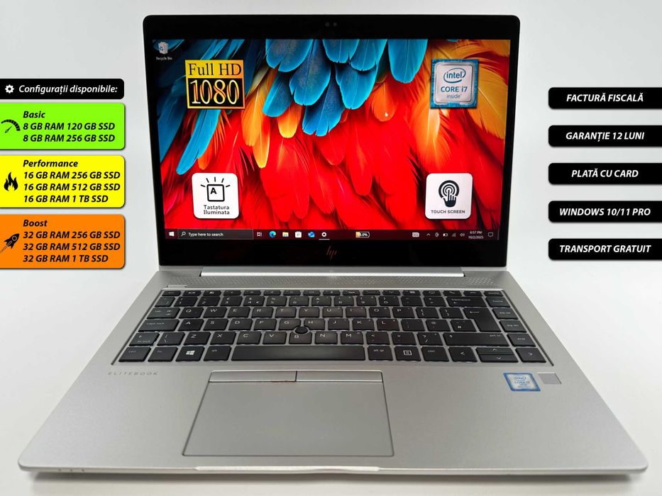 Laptop HP Elitebook i7 16 gb 512 gb touchscreen 14 inch Garantie 1 an