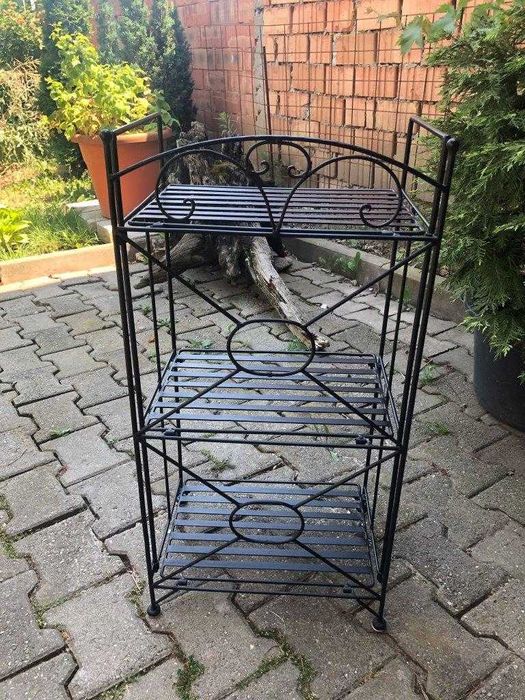 Etajera pliabila interior / exterior neagra, metal, 39x29x78 cm, 3 etj