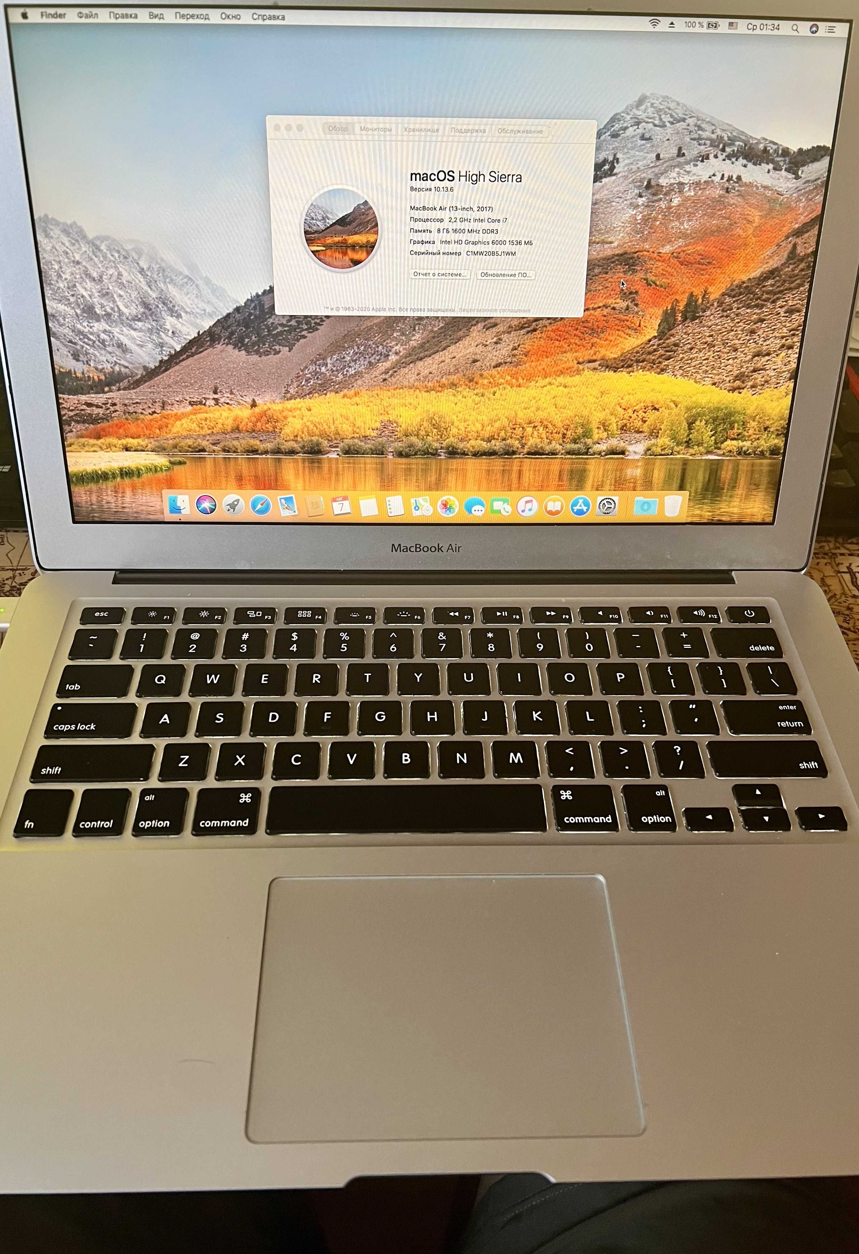 MacBook Air 13" Модель А1466, i7, ОЗУ 8 ГБ, HDD М2-SSD-512 ГБ