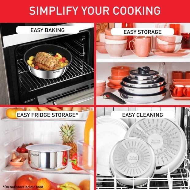 15 части Tefal макси сет от неръждаема стомана