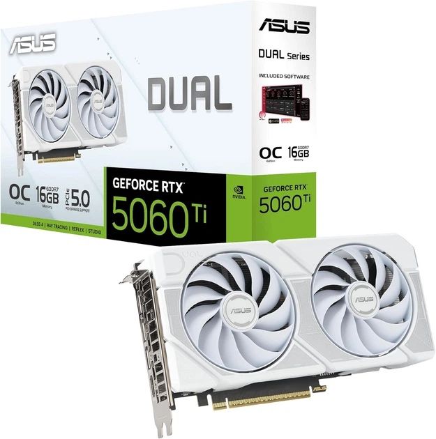 Видео карта ASUS GeForce RTX 5060 Ti, 16GB GDDR7, White Edition