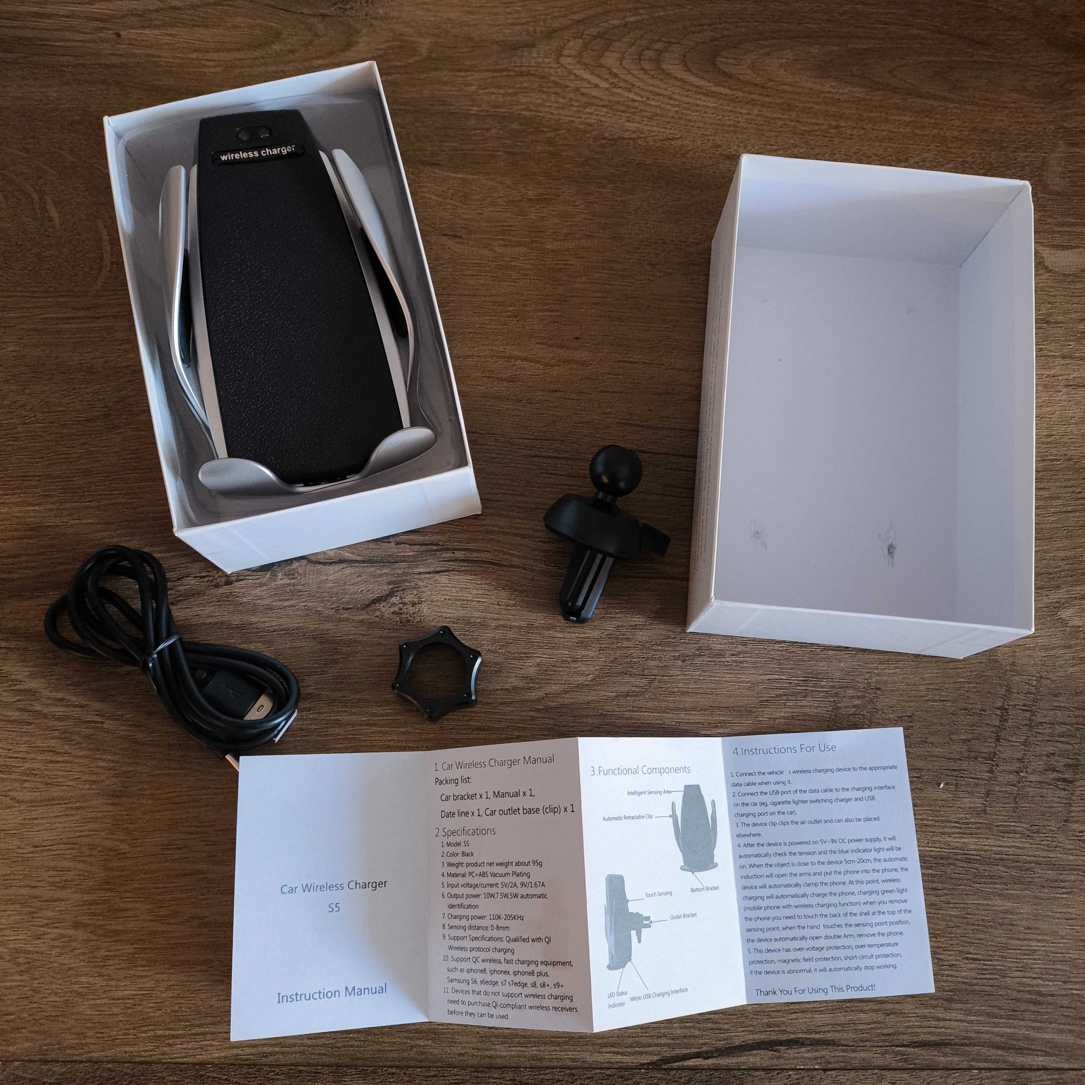 Стойка за кола с безжично зареждане Car Wireless Charger S5