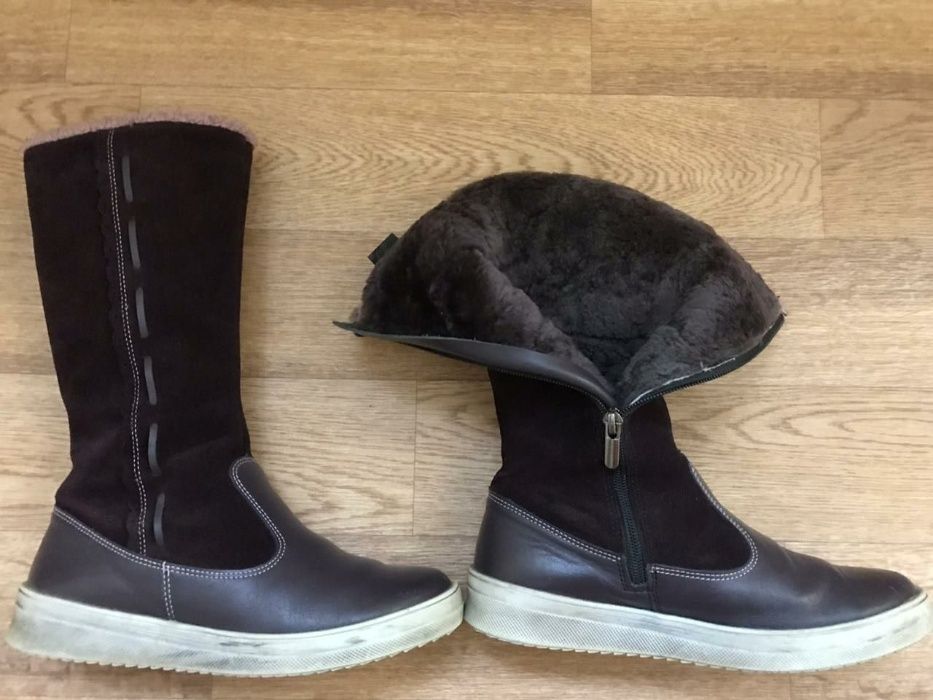 Зимние сапоги, натуральная кожа, натуральная цигейка.