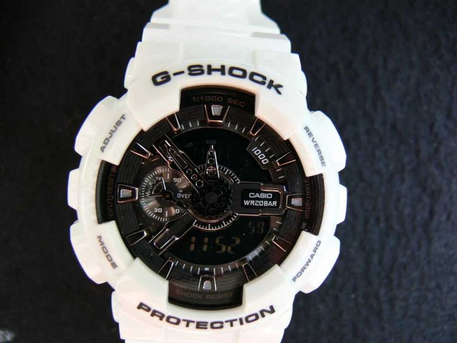 Ceas Sport CASIO G-SHOCK GA-110 WHITE&BLACK-ALB Lucios Nou !! 2025 !!